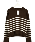 WNU With Nothing Underneath Devon Jumper 100% Italian Wool - Chocolate With Cream Stripes UK L