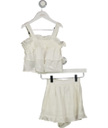 ZARA 2-piece Ivory White 100% Linen Roffle Top And Shorts Set 8-9 Years