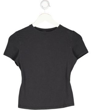 SKIMS Black Fitted Round Neck T-shirt UK M