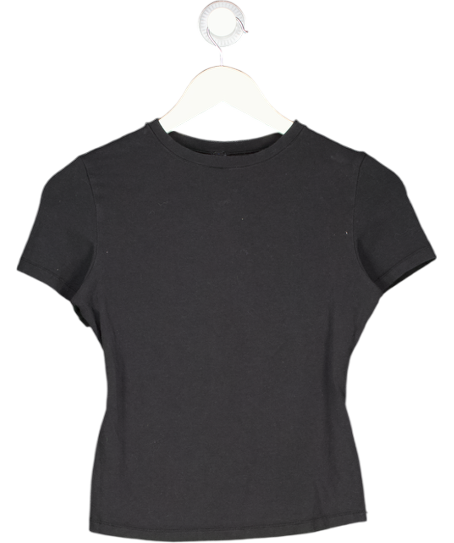 SKIMS Black Fitted Round Neck T-shirt UK M