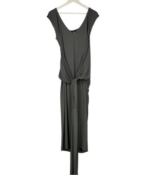 Donna Karan Grey Sleeveless V-neck Wrap Detail Dress UK L