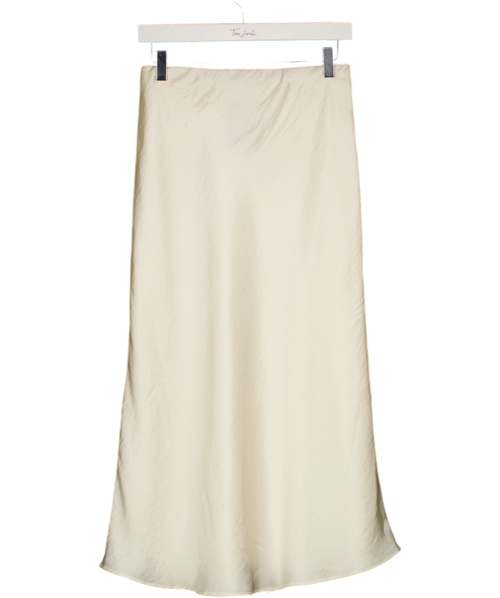 Abercrombie & Fitch Cream High Rise Satin Lace-hem Midi Skirt UK XS