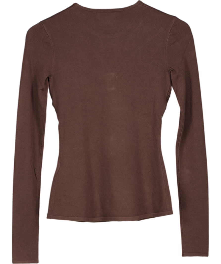 4th & Reckless Brown Hennii Chocolate Knitted Hardware Bust Detail Top UK 8
