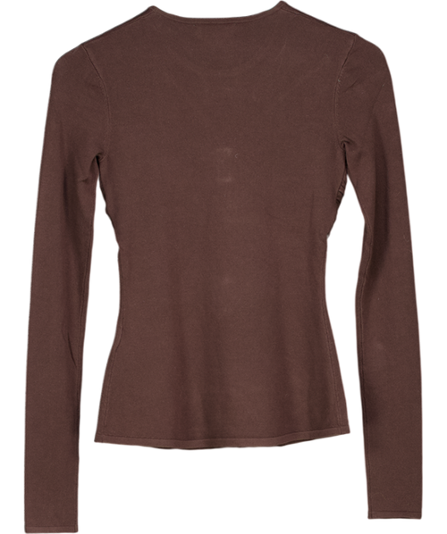4th & Reckless Brown Hennii Chocolate Knitted Hardware Bust Detail Top UK 8