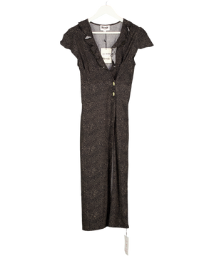 ROUJE PARIS Flores Black Spot Print Midi Dress Fr36 UK 8