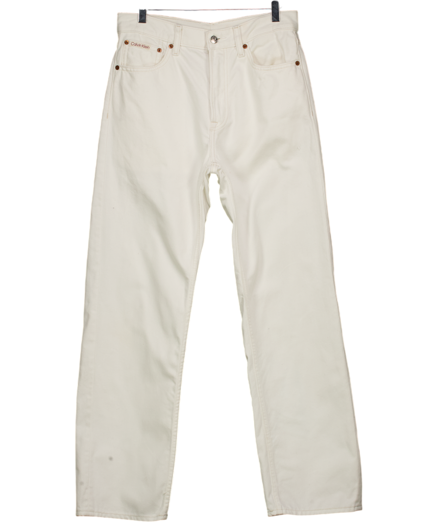 CALVIN KLEIN White Straight Signature 90's Leg Jeans L30 W30