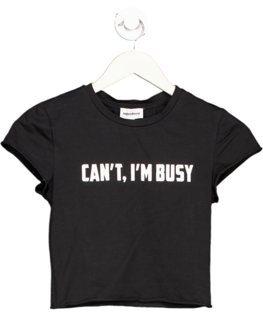 SUPERDOWN Jen Lettuce Baby Tee Black "Can't, I'm Busy" T-Shirt UK S