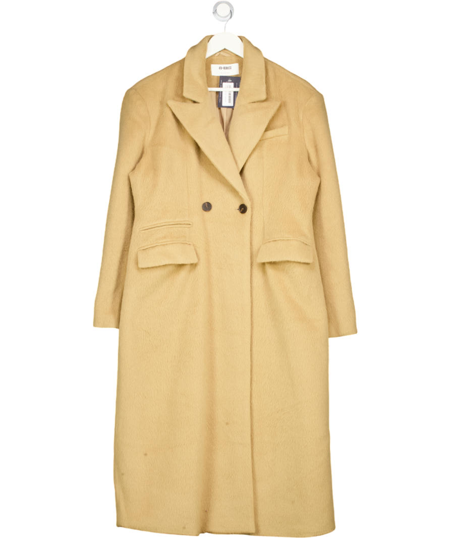 4th & Reckless Camel Beige Brushed Long Coat UK 14