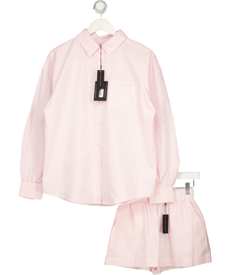 4TH RECKLESS 2-piece Baby Pink Pure Cotton Beach Cover Up Shirt And Shorts Set UK 8
