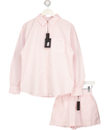 4TH RECKLESS 2-piece Baby Pink Pure Cotton Beach Cover Up Shirt And Shorts Set UK 8