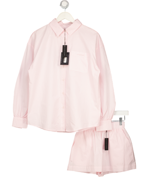 4TH RECKLESS 2-piece Baby Pink Pure Cotton Beach Cover Up Shirt And Shorts Set UK 8