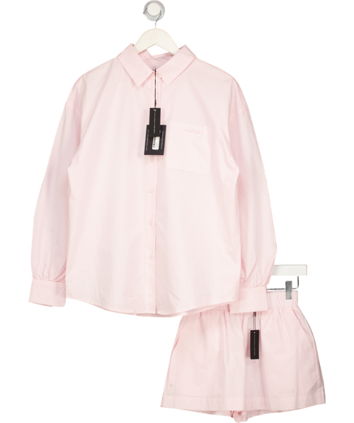 4TH RECKLESS 2-piece Baby Pink Pure Cotton Beach Cover Up Shirt And Shorts Set UK 8