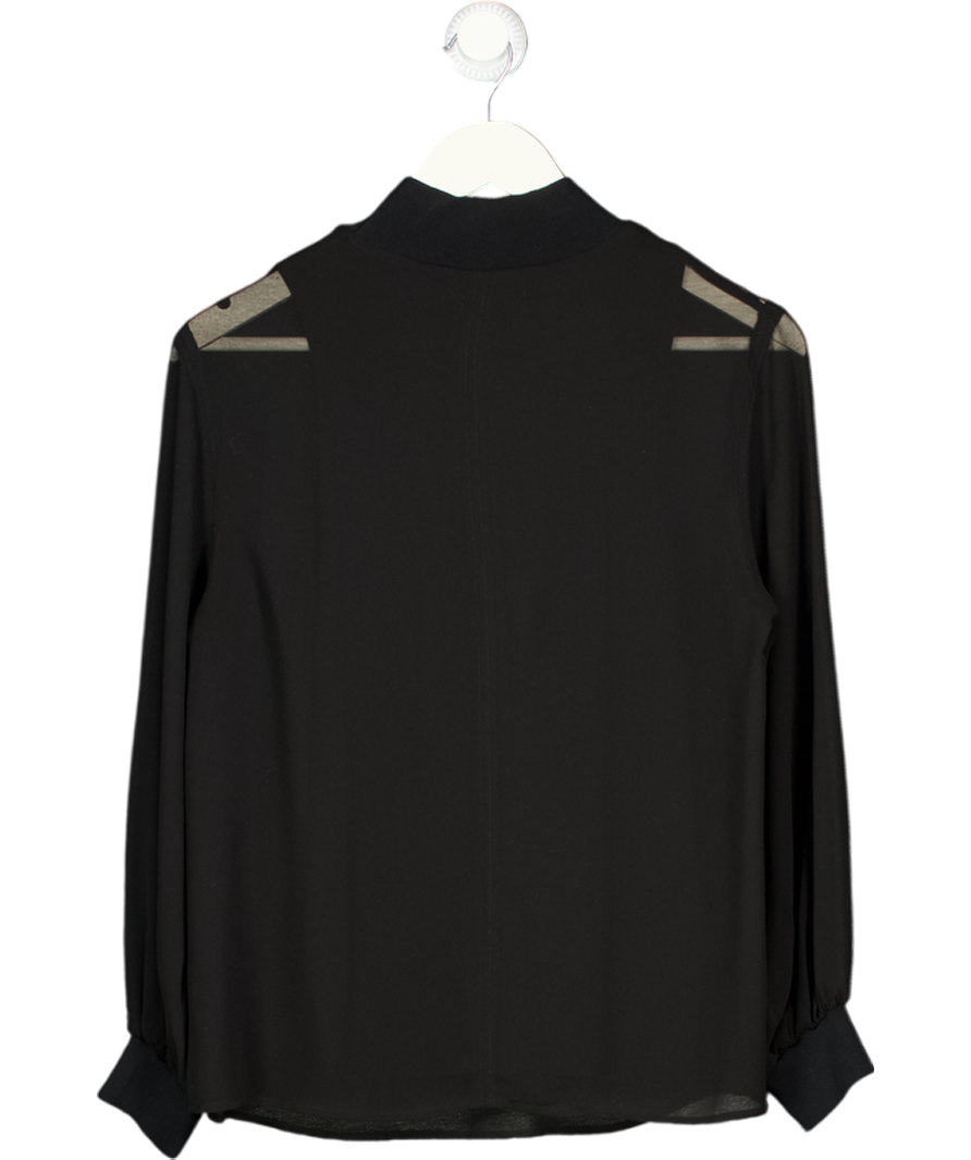 REISS Black Sandrine Semi Sheer Blouse UK XS