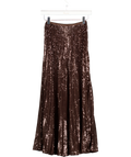 H&M Brown Chocolate Brwon Sequined Plissé Skirt UK XXS