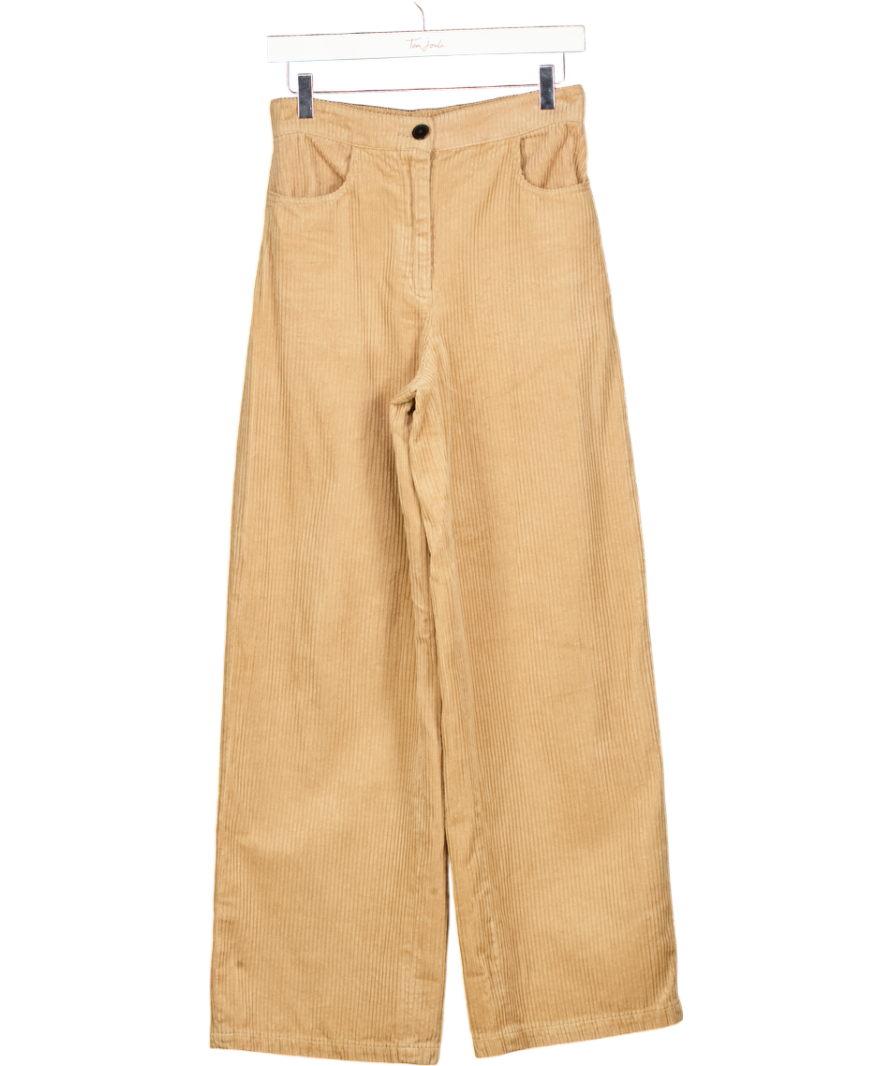 MASSIMO DUTTI Beige High Rise Wide Leg Corduroy Trousers UK XS