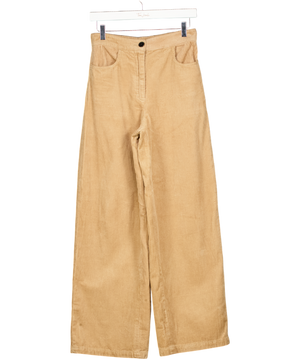 MASSIMO DUTTI Beige High Rise Wide Leg Corduroy Trousers UK XS