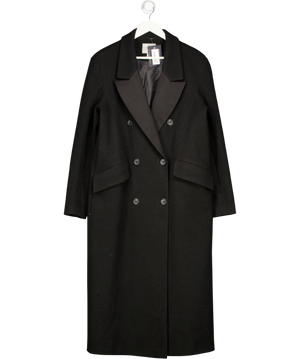ASOS Black Wool-look Formal Double Breasted Coat UK 10