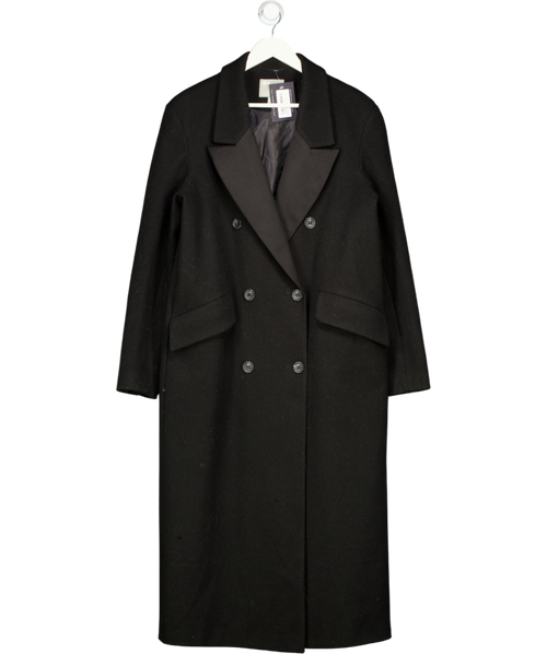 ASOS Black Wool-look Formal Double Breasted Coat UK 10