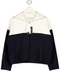 MANGO Navy Blue Bicolour High Collar Sweater UK S