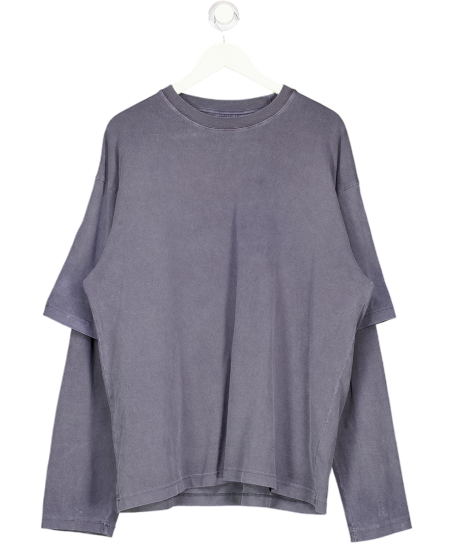 Weekday Grey Double Layered Cotton T-shirt UK L