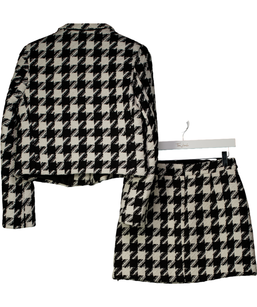 River Island Black Olivia Attwood Boucle Dogtooth Jacket (uk10) And Mini Skirt (uk8) Set UK S