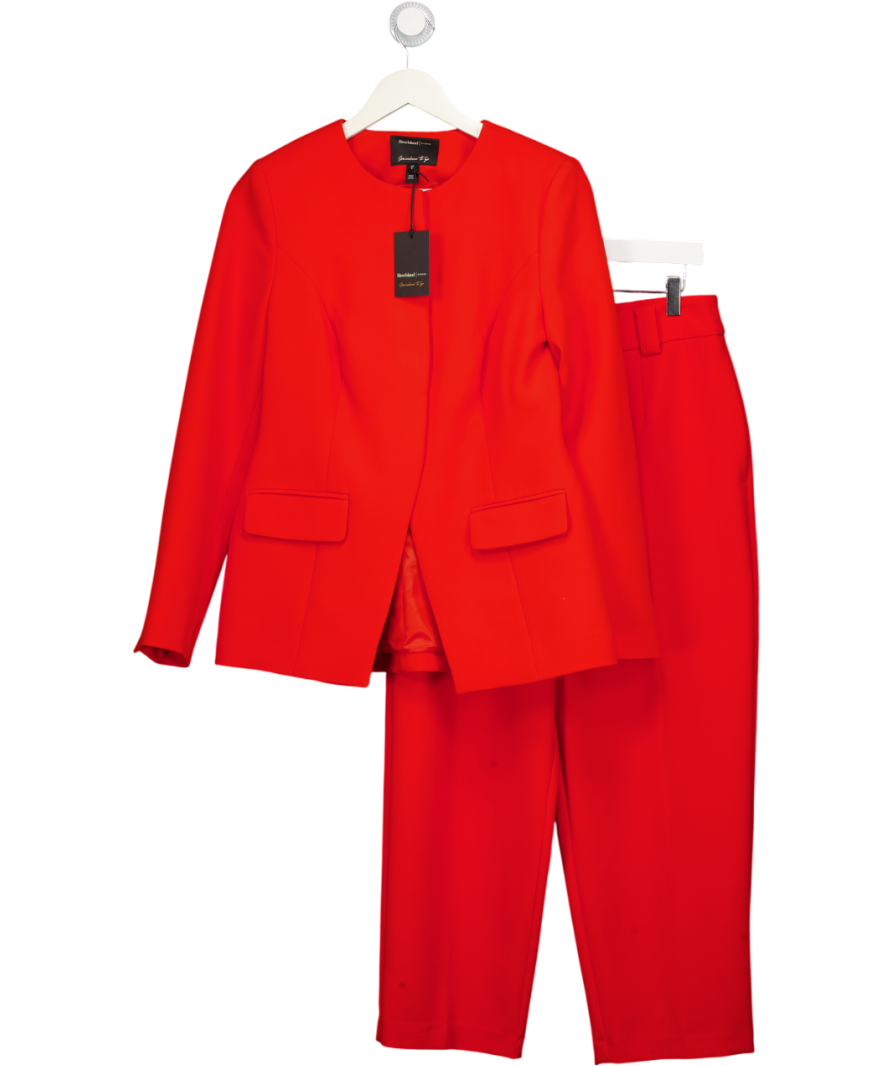 RIVER ISLAND 2-piece Red Long Sleeve Round Neck Blazer & Trouser Suit UK 10