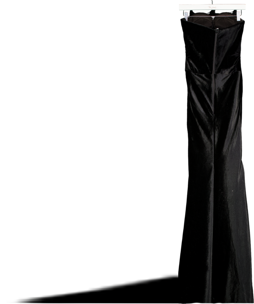 Black Velour Lace Up Strapless Gown UK XS/S