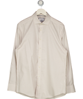 CHARLES TYRWHITT Beige Mini Check Non-iron Cotton Linen Blend Slim Fit Shirt UK L