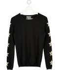 WYSE LONDON Black Star Sleeve 100% Cashmere Jumper Sz1 UK S