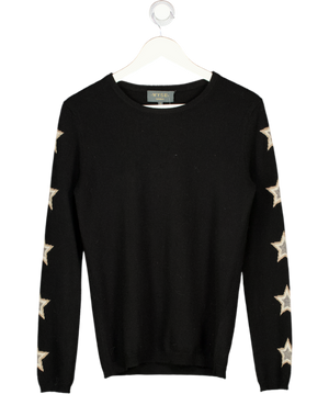 WYSE LONDON Black Star Sleeve 100% Cashmere Jumper Sz1 UK S