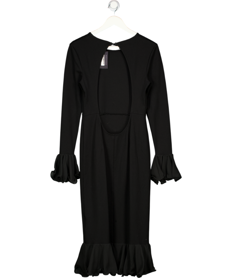 ROTATE BIRGER CHRISTENSEN Black Open-back Chiffon-trimmed Stretch-jersey Midi Dress UK 14