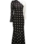 REBECCA VALLANCE Black Asymmetric Polka Dot Maxi Dress UK 8