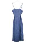 ASOS Chambray Denim Maxi Dress With Cinch Waist Seams In Mid Blue UK S