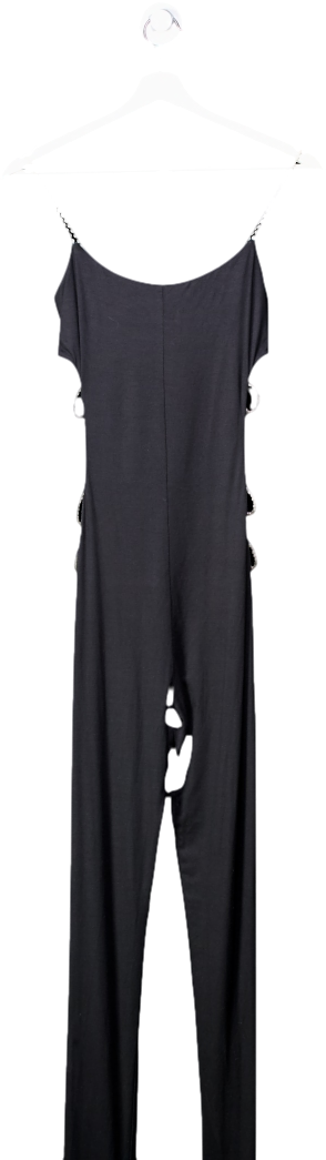Khanum's Black Soft. Touch Jumpsuit With Cut Out Detail And Pearl Straps UK S