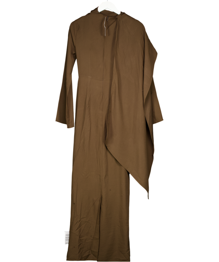 ASOS Brown Long Sleeved Scarf Detail Maxi Dress In Chocolate UK 6