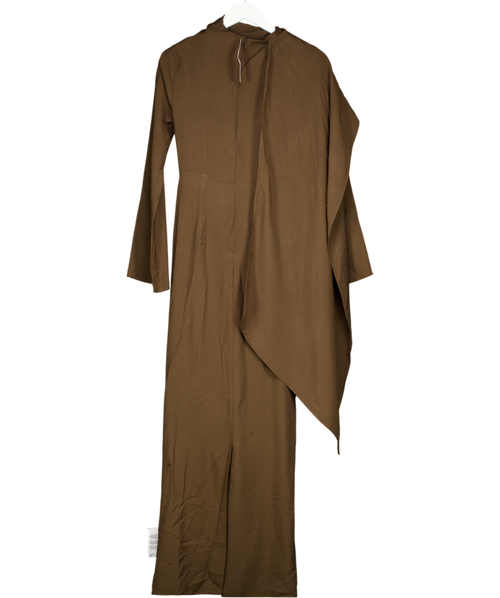 ASOS Brown Long Sleeved Scarf Detail Maxi Dress In Chocolate UK 6