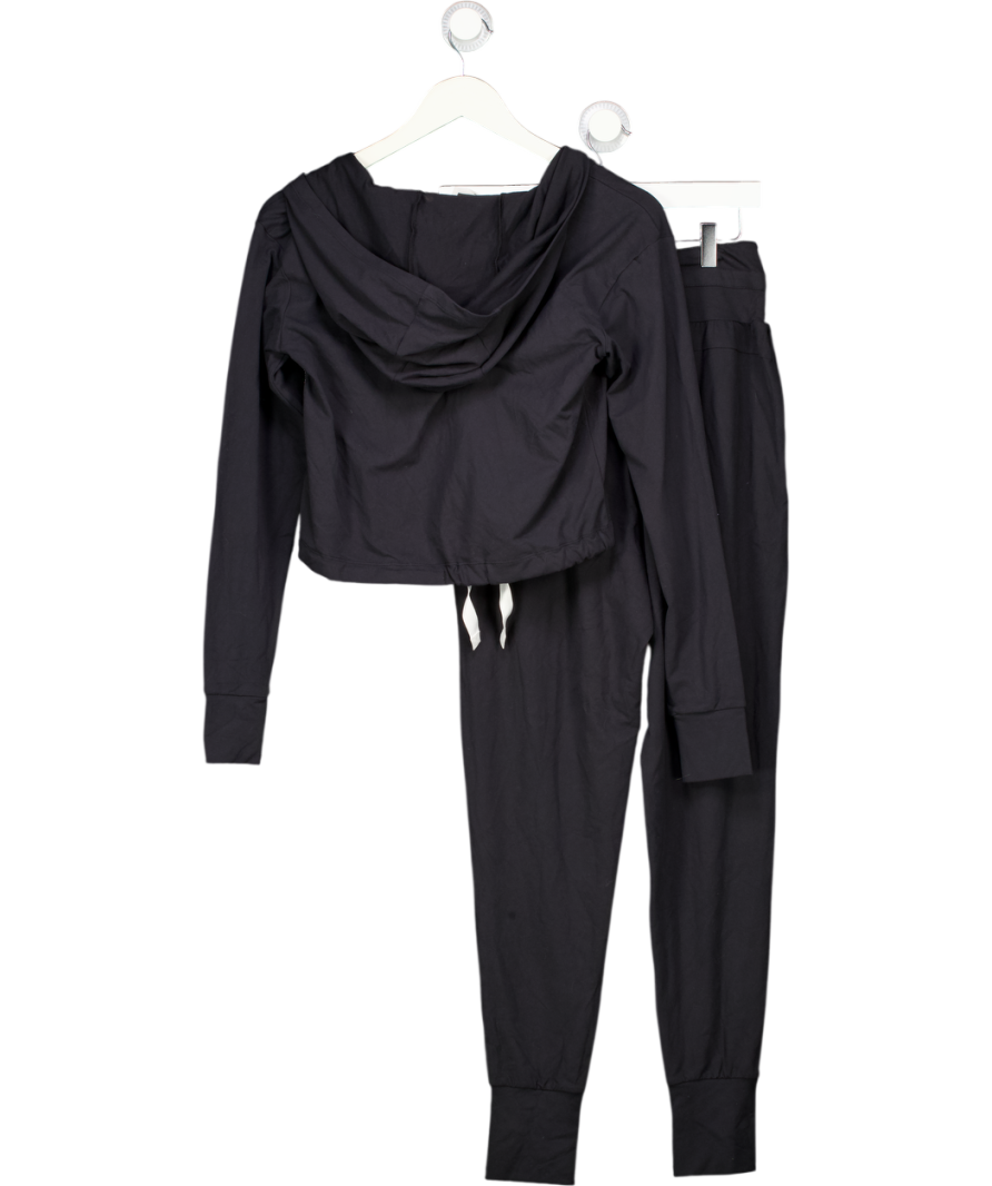 GYMSHARK Black 2-piece Poise Hoodie And Cuff Track Bottom Set UK XS