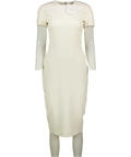 VICTORIA BECKHAM Bonded Crepe Fitted Dress In Ivory White UK 8