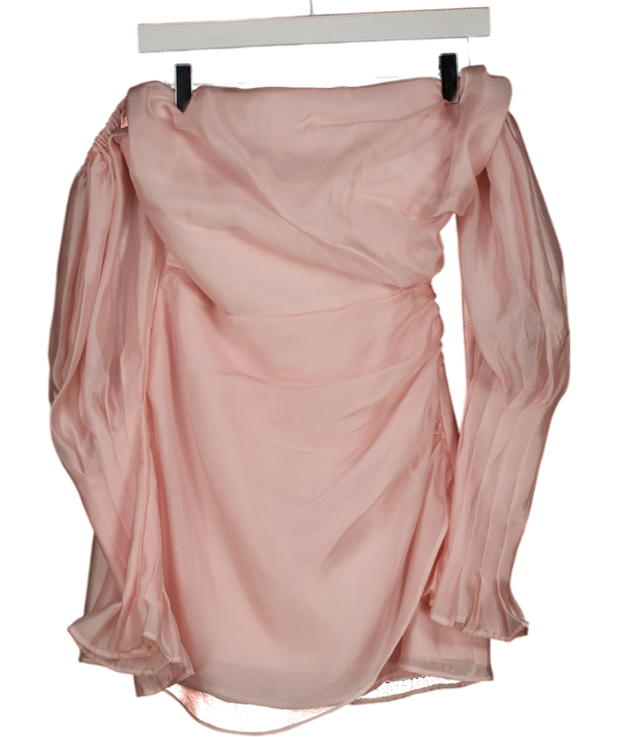 ANMY BUI Pink Miranda Organza Bardot Mini Dress UK 8