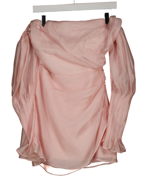 ANMY BUI Pink Miranda Organza Bardot Mini Dress UK 8