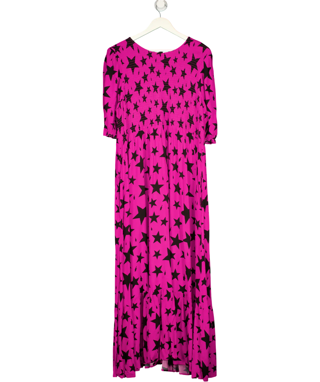 SCAMP & DUDE Purple With Black Star Shirred Maxi Dress UK 22