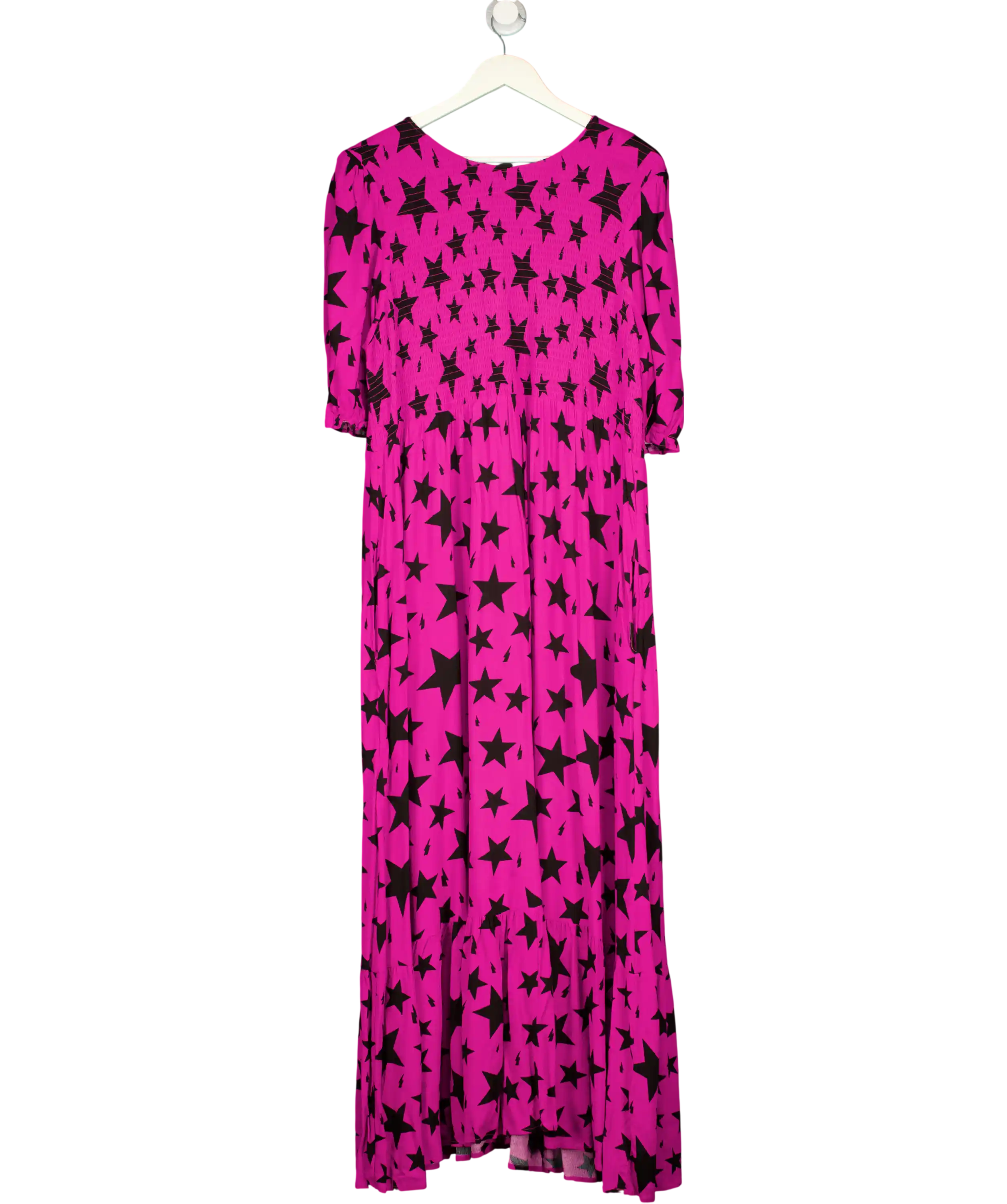 SCAMP & DUDE Purple With Black Star Shirred Maxi Dress UK 22