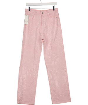 SEESEE PARIS Ultimate Sparkle Pink Straight Leg Stretch Diamante Jeans UK 10