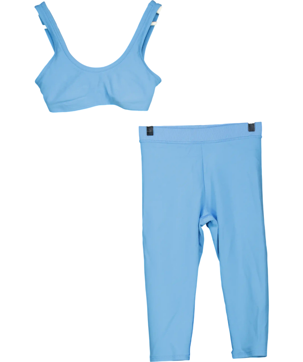 alo yoga Blue Center Stage Bra With High-waist Iconic 90's Capri's UK XS