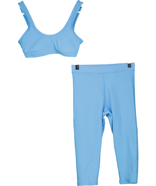 alo yoga Blue Center Stage Bra With High-waist Iconic 90's Capri's UK XS
