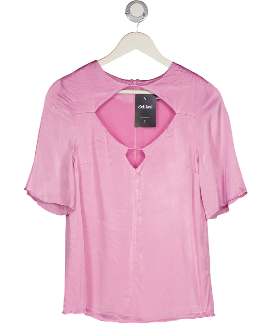 VESTIRE Pink Satin Cut Out Detail Top UK 8