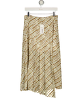 M&S Brown Mix Chiffon Checked Midi A-line Skirt UK 6