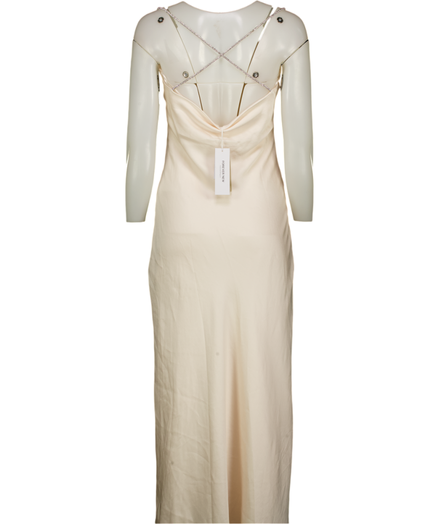 FOREVER NEW Cream Hannah Diamante Strap Satin Dress UK 6