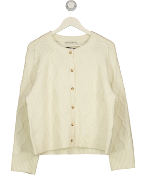ABERCROMBIE & FITCH Cream Cable-knit Crew Cardigan UK XL