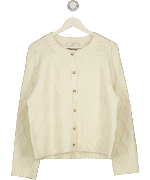 ABERCROMBIE & FITCH Cream Cable-knit Crew Cardigan UK XL